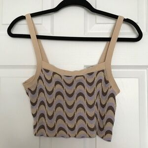 NWOT Cotton On Body Patterned Crop Top XL Purple Cream Abstract
